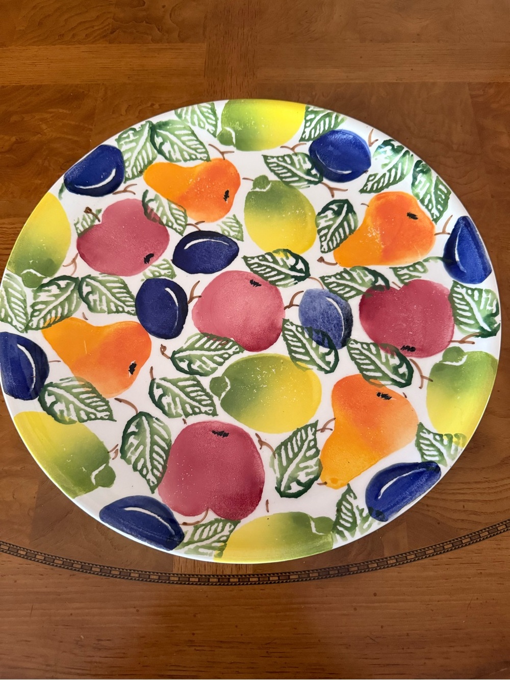 Fruit Motif Ceramic Serving hand painted Platter in Multi-Color